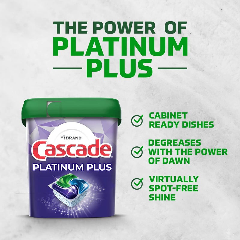 Cascade Platinum Plus Dishwasher Pod, Dish Detergent ActionPacs, Dishwasher Detergent, Fresh, 52 Count - Image 2